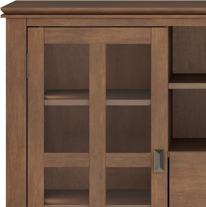 SIMPLIHOME Artisan SOLID WOOD 53 Inch Wide Contemporary TV Media Stand in Rustic Natural Aged Brown for TVs up to 60 Inches, For the Living Room and Entertainment Center