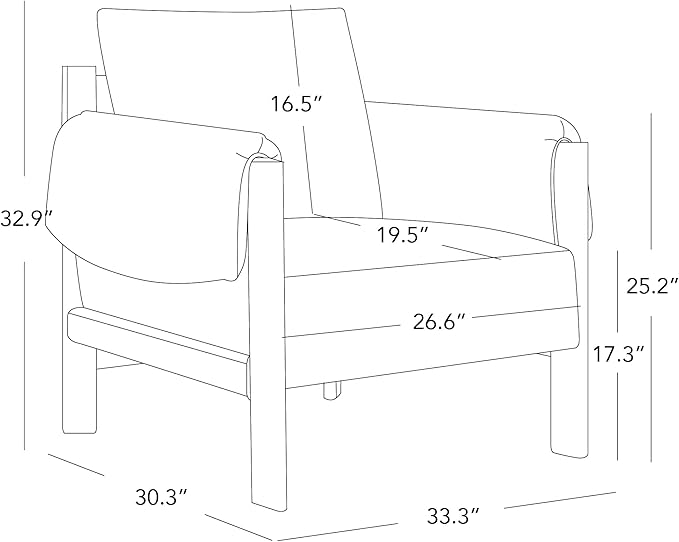 CHITA Accent Chair Set of 2, Mid Century Modern Fabric Upholstery Armchair for Living Room, Solid Wood Frame, Fabric in Linen