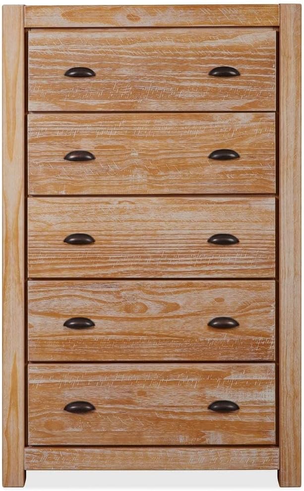 Grain Wood Furniture Montauk 5-Drawer Chest, Solid Wood with a Driftwood Finish