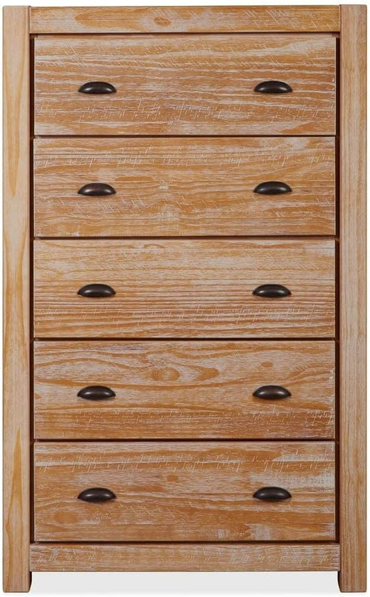 Grain Wood Furniture Montauk 5-Drawer Chest, Solid Wood with a Driftwood Finish