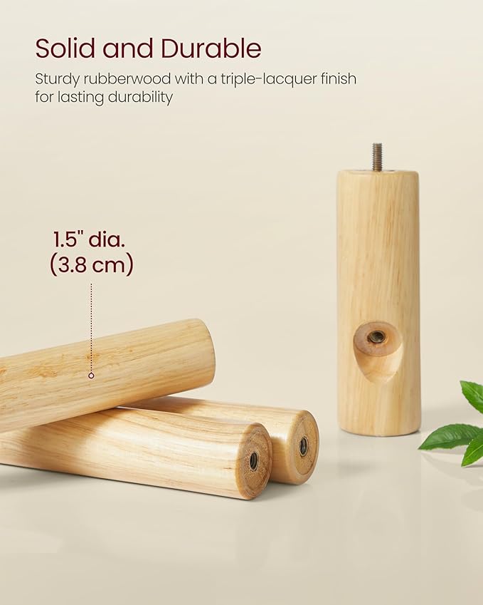 VASAGLE Solid Wood Coat Rack, Free Standing Hall Coat Tree with 8 Hooks, 3 Height Options, for Coats, Hats, Bags, Purses, for Entryway, Hallway, Rubberwood Hooks and Pole, Cappuccino Beige URCR010K01