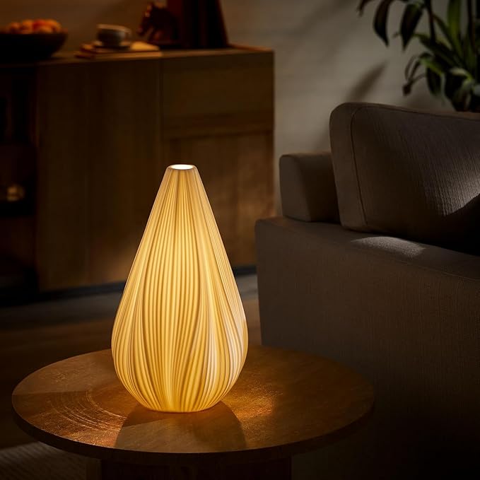 RONDURE 12.5" Modern Ceramic Table Lamp, Modern Bedside Lamps for Bedroom, Living Room and Nightstand, White Translucent Ceramic Shade, Warm Ambient Lighting, Home Decor