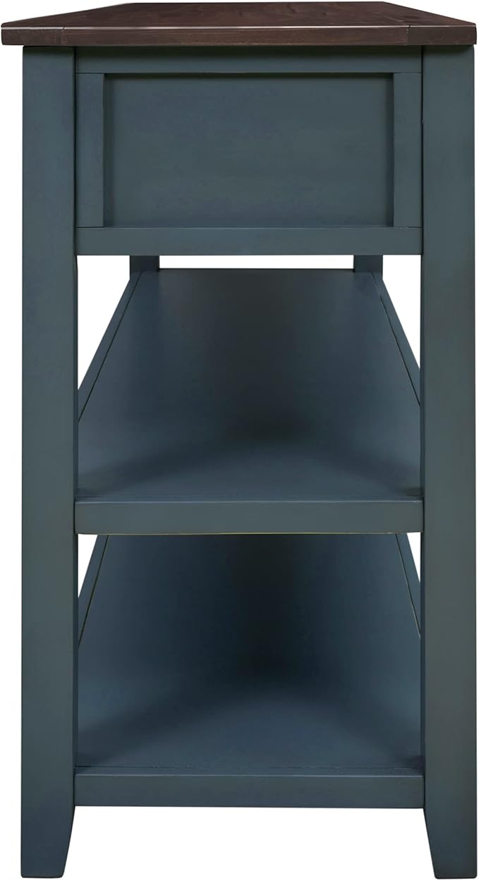 Knocbel Entryway Console Table with 3 Drawers and Open Shelves, Entry Hallway Foyer Sofa Long Table, 220lbs Weight Capacity, 50" L x 16" W x 30" H (Navy)