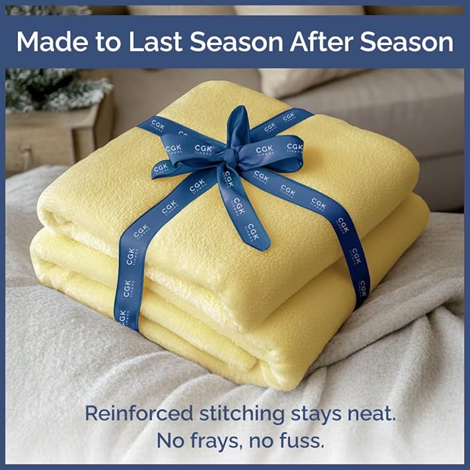 Ultra Soft Fleece Blanket King Size - Flannel Fleece Luxury King Blanket - Lightweight for Couch Bed Chair - Thick, Warm and Breathable - All Season Cozy Fuzzy, Anti-Static Microplush Bedding, Yellow