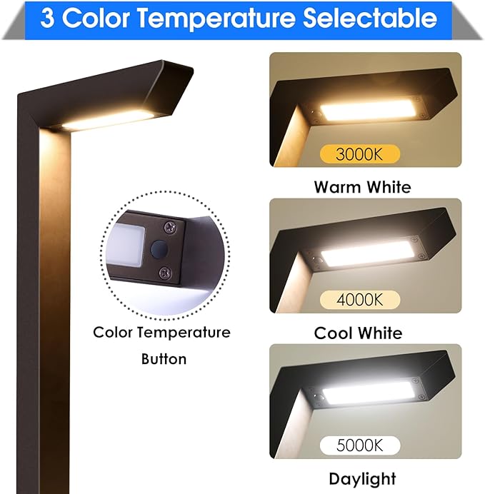 Energetic 3CCT Low Voltage Landscape Lights, 5W 200LM IP65 Waterproof LED Pathway Lights, 50000 Hrs, Outdoor Landscape Lighting, Square Modern Side Lit, Die-cast Aluminum Housing, ETL Listed, 6 Pack