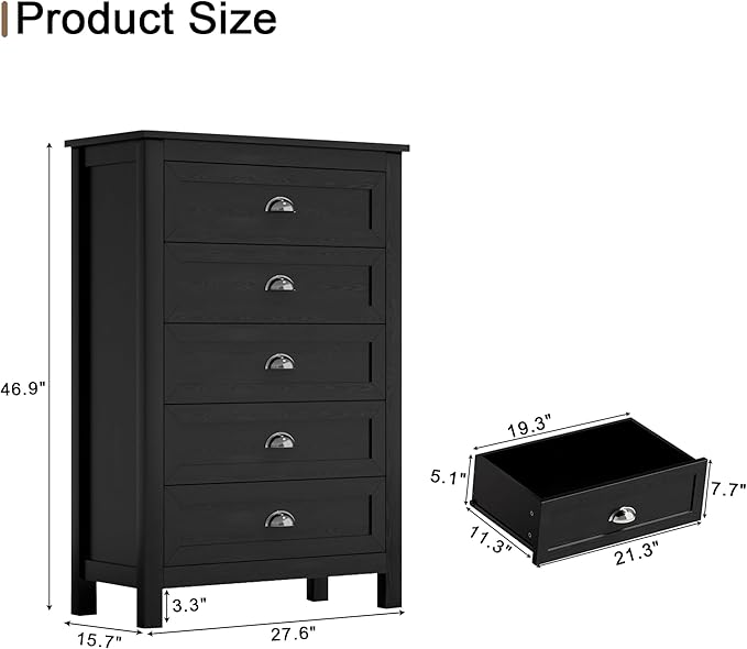 Wananlanen® Farmhouse Dresser for Bedroom, Antique Double Dresser & Chest of Drawer with Vintage Handle and Storage, Wooden Tall Rustic Organizer for Bedroom