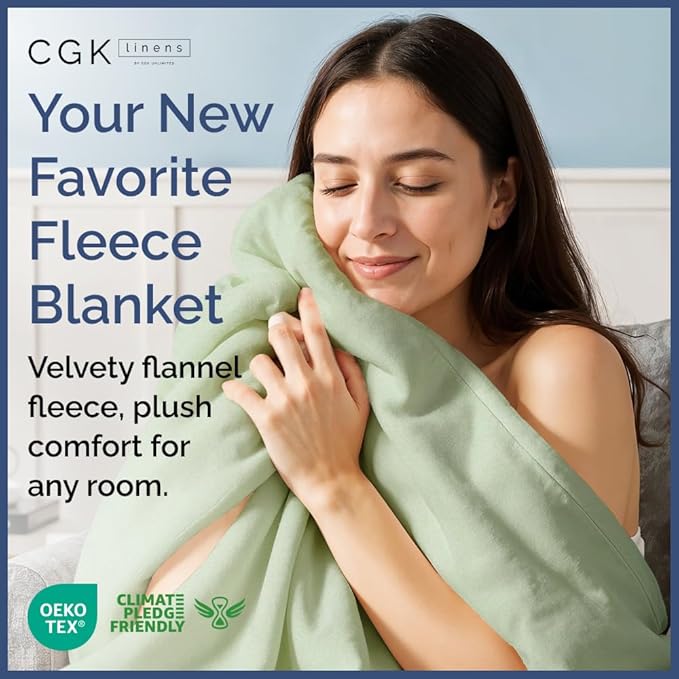 Ultra Soft Fleece Blanket Queen Size - Flannel Fleece Luxury Queen Blanket - Lightweight for Couch Bed Chair - Thick, Warm and Breathable - All Season Cozy Anti-Static Microplush Bedding, Sage Green