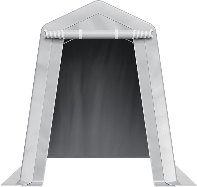 VEVOR 6x8x7 FT Portable Outdoor Storage Shed, Heavy-Duty Waterproof Shelter with Roll-Up Zipper Door & Vents, UV-Resistant Carport for Motorcycle, Bike, Lawn Mower, Tools �Gray