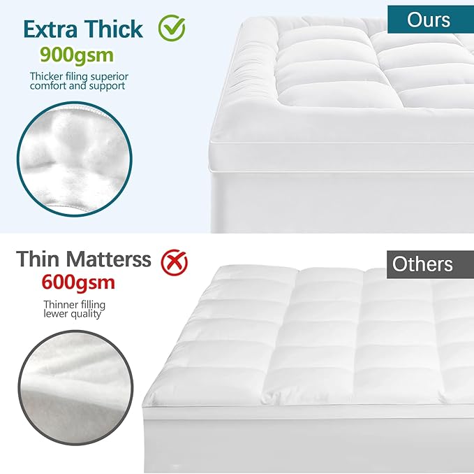 CYMULA Mattress Topper Super Queen Size - Extra Thick Cooling Mattress Pad Cover for Back Pain - Soft Mattress Protector Bed Topper Pillow Top with 8-21 Inch Deep Pocket 3D Snow Down Alternative Fill