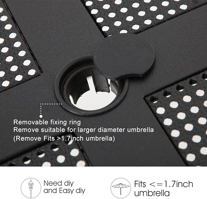 PHI VILLA Patio Dining Set Wrought Iron Outdoor Table and Chairs Furniture Set 5 Piece, 37" Square Bistro Table with Umbrella Hole and 4 Backyard Garden Chairs Support 300LBS for Deck, Lawn, Garden