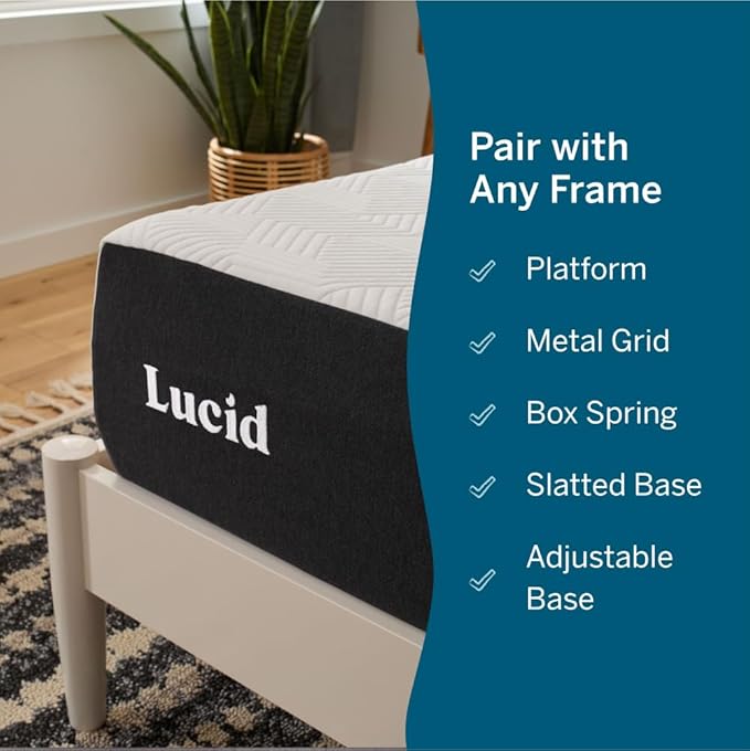 LUCID 10 Inch Memory Foam Mattress - Plush Feel - Infused with Bamboo Charcoal and Gel - Bed in a Box - Temperature Regulating - Pressure Relief - Breathable - California King Size