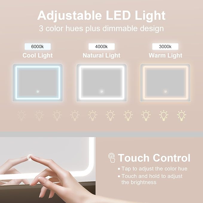 Vanity Desk with Sliding Mirror & Power Outlets - Dimmable LED Lighting, 4 Open Shelves, 2 Drawers, 1Storage Cabinet & Padded Stool - Ideal Bedroom Makeup Dressing Table （Black）