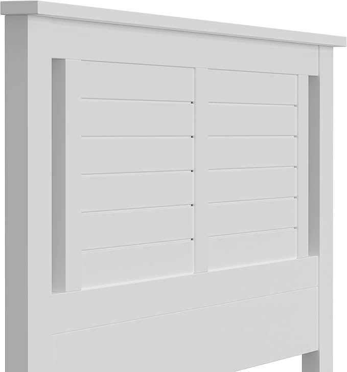 Serene Poplar Wood Full Headboard, Modern Farmhouse Panel with Horizontal Scoring, Full Size Headboard in White, Casual Coastal Style, Easy Assembly, Quality Materials