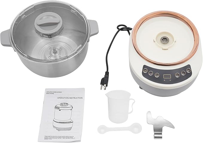 Electric Dough Maker with Ferment Function 5L/4.5QT Dough Mixer Machine, Automatic Stainless Steel Flour Kneading Machine with Microcomputer Timer, Tabletop Split Design Dough Mixer (Silver)
