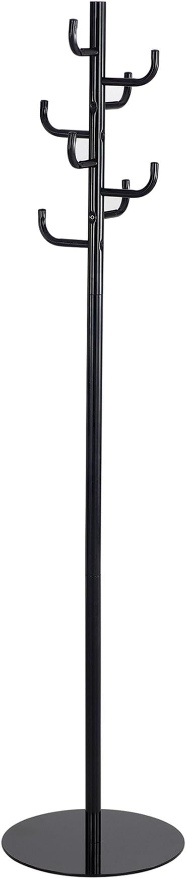 Safco Hook Head Coat Rack, Freestanding Hat and Jacket Hanger with 8 Rounded Edge Hooks, Durable Black Powder Coat Finish