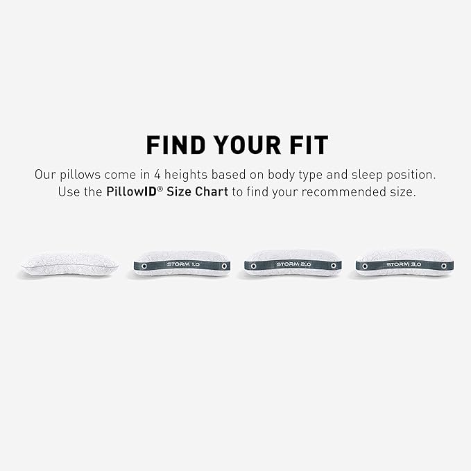 Bedgear Storm Cuddle Curve Performance Pillow - Size 0.0 - Cooling Bed Pillow for Side Sleepers - Medium Firmness- Washable and Removable Cover - 20" W x 26" L