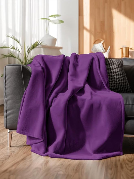 Ultra Soft Fleece Blanket Twin Size - Flannel Fleece Luxury Twin Blanket - Lightweight for Couch Bed Chair - Thick, Warm and Breathable - All Season Cozy Fuzzy, Anti-Static Microplush Bedding, Purple