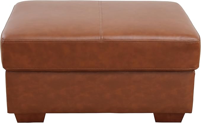 Ottoman Rectangular Storage Ottoman Bench, Genuine Cow Leather Footrest, Coffee Table, Stool Footstool with Hinged Lid for Living Room, Bedroom, Entryway, Brown, 36.5"x28"x18.5"