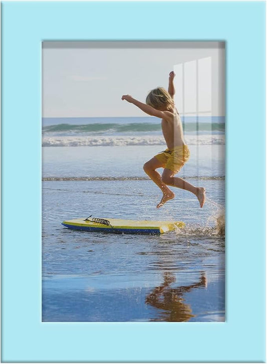 Renditions Gallery 4x6 inch Picture Frame High-end Modern Style, Made of Solid Wood and High Definition Glass Ready for Wall and Tabletop Photo Display, Blue Frame