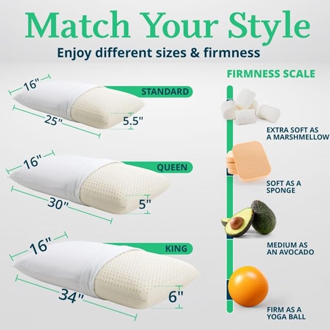 OrganicTextiles Talalay Latex Pillow with Organic Cotton Cover (King Size, Medium), GOTS Certified, Bed Pillow for Sleeping, Neck Pain Relief Help, Head Support, for Side Back Stomach Sleeper