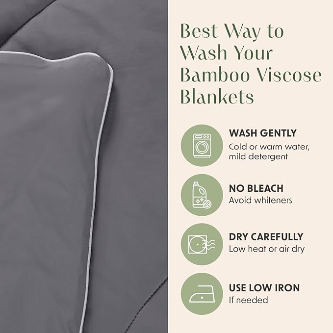Springtree Home Luxury Viscose from Bamboo Blanket & Comforter | Oversized Viscose from Bamboo Throw Blanket- 50" x 70" | Cooling Blanket & Comforter | Breathable & Lightweight | Throw - Titanium Grey