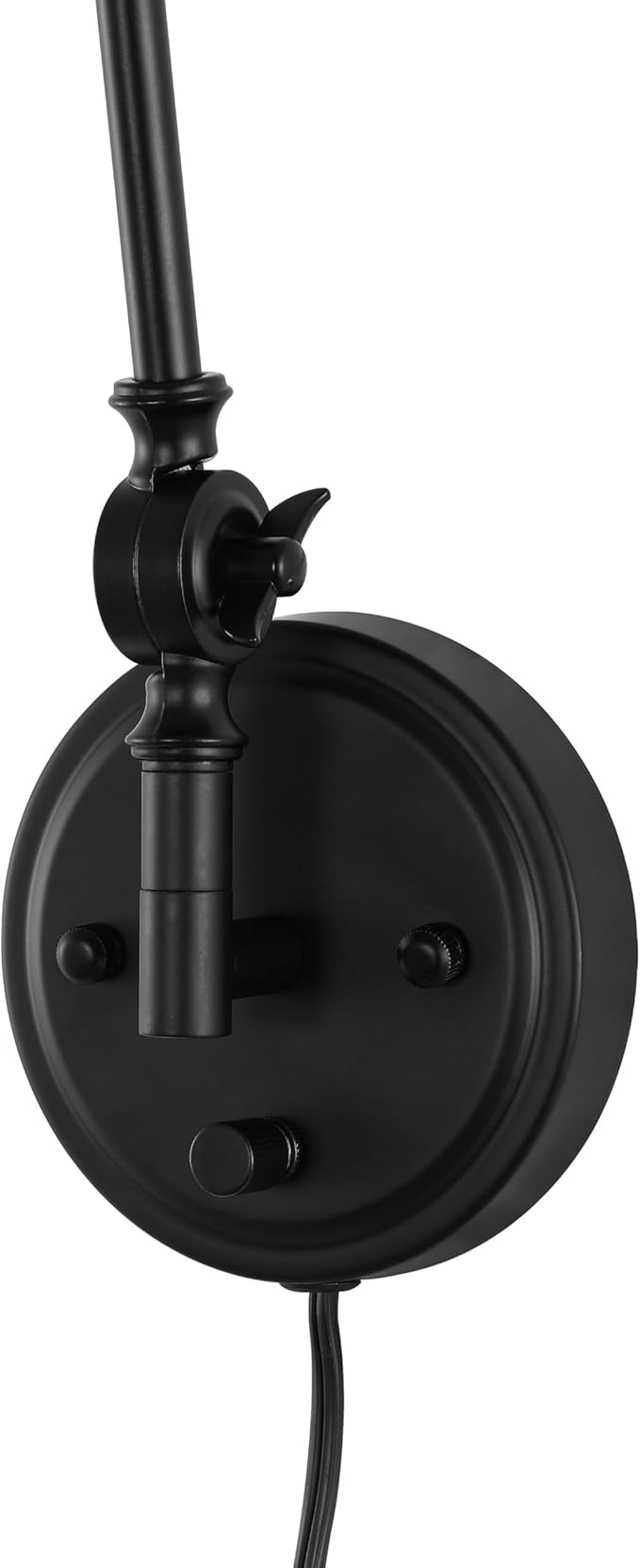 WINGBO Wall Sconce Rattan Wrapped Wall Lamp, Adjustable Swing Arm Wall Light Fixture Vintage Bedside Light Wicker Handmade Shade Reading Light Plug in or Hardwire (Black, 2 Pack)