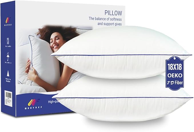 18 x 18 Pillow Insert Set of 2, Machine Washable Soft Fluffy Hypoallergenic Virgin Polyester Premium Throw Pillow Stuffer, Decorative Cushion for Bed, Couch, Sofa - White