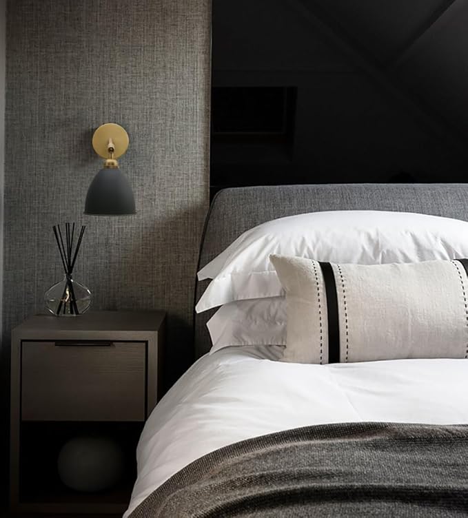 Yosoan Vintage Wall Sconce Bookcase Light, 1-Light Dimmable On Off Switch Industrial Mount Metal Fixture Lighting with 6.1" Oval Black Metal Shade in-Build Gold and Antique Canopy Reading Lamp