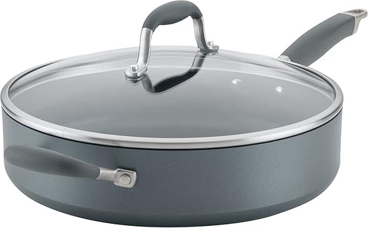 Anolon Advanced Home Hard Anodized Nonstick Sauté Pan with Helper Handle and Lid, 5 Quart - Moonstone