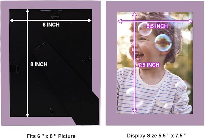 Renditions Gallery 6x8 inch Picture Frame High-end Modern Style, Made of Solid Wood and High Definition Glass Ready for Wall and Tabletop Photo Display, Violet Frame
