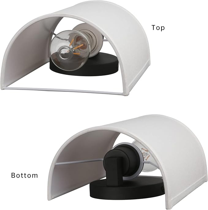 Wall Sconce Lighting White Fabric Decor, Industrial Vintage Night Light Wall Lamp Fixture with Cloth Lampshade for Bedroom Living Room Hallway Corridor