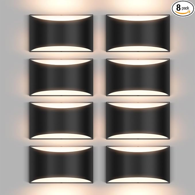 8 Pack Black Modern LED Wall Sconces Light Hardwired Wall Sconces Indoor Up and Down Sconces Wall Lamps Warm White 3000K(with G9 Bulbs)