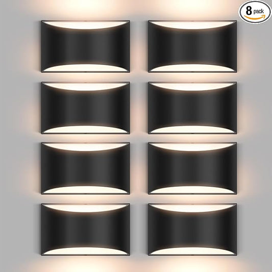 8 Pack Black Modern LED Wall Sconces Light Hardwired Wall Sconces Indoor Up and Down Sconces Wall Lamps Warm White 3000K(with G9 Bulbs)