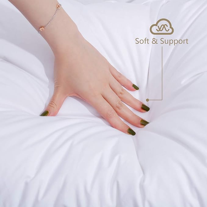 Soft Down Pillows for Sleeping(2 Pack), King(20inx36in) - White Goose Feather and Down Bed Pillow Inserts, 100% Cotton Cover,Lightweight, Fluffy Sleeping Pillows for All Sleepers