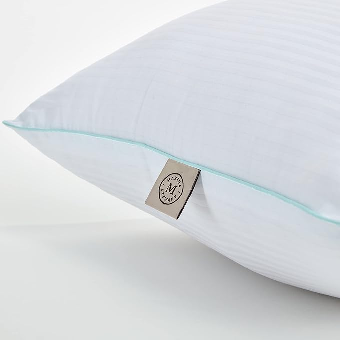 Martha Stewart Classic Bed Pillows King Size Set of 2 - Down Alternative Fluffy Cooling Pillow for Back, Stomach or Side Sleepers, Memory Foam-Like Fiber Fill, 20" x 28", White
