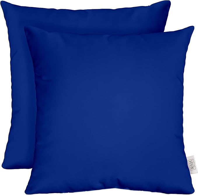 RSH DECOR: Sunbrella Square Throw Pillows Set of 2 | 24" x 24" | Water and Fade-Resistant Performance Fabric | Outdoor Pillow Covers with Down-Alternative Inserts | Canvas True Blue