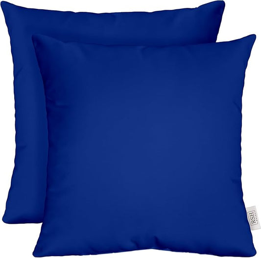 RSH DECOR: Sunbrella Square Throw Pillows Set of 2 | 24" x 24" | Water and Fade-Resistant Performance Fabric | Outdoor Pillow Covers with Down-Alternative Inserts | Canvas True Blue