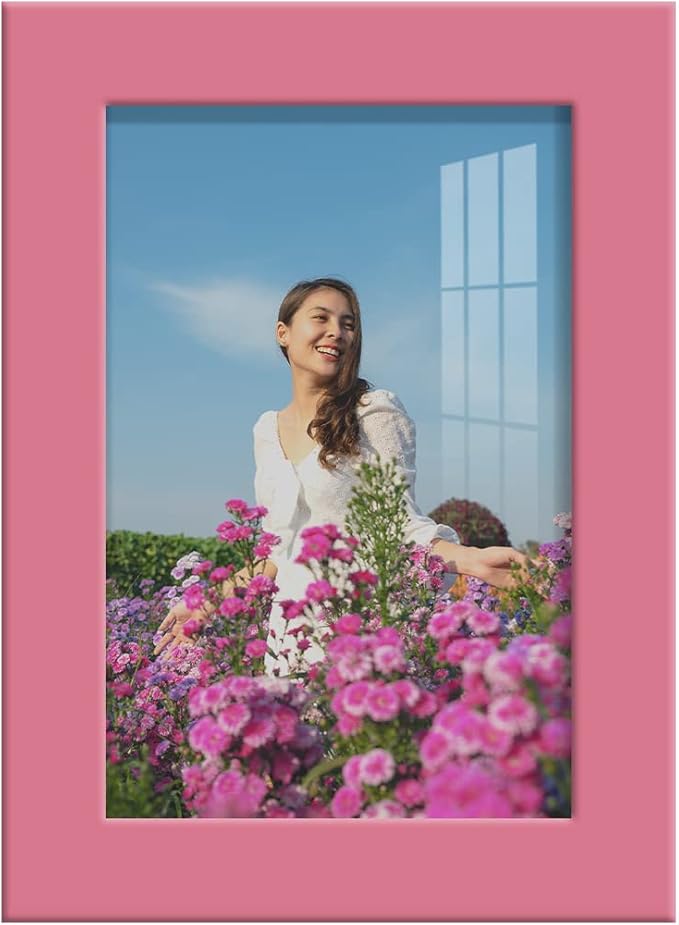 Renditions Gallery 4x6 inch Picture Frame High-end Modern Style, Made of Solid Wood and High Definition Glass Ready for Wall and Tabletop Photo Display, Hot Pink Frame