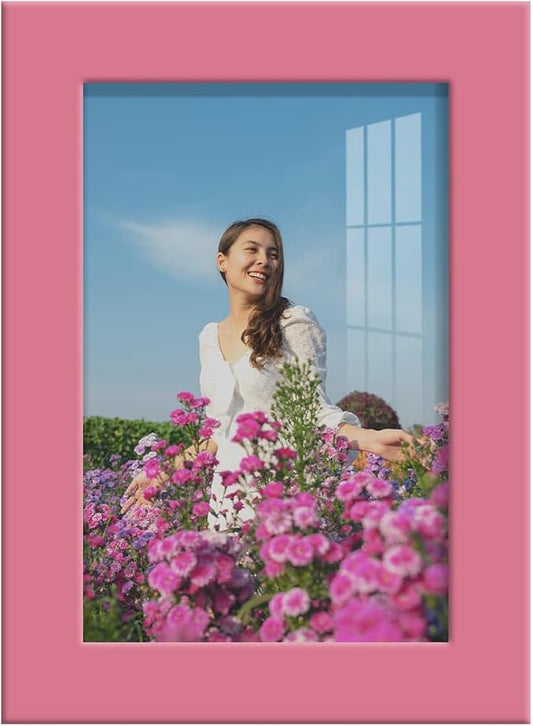 Renditions Gallery 4x6 inch Picture Frame High-end Modern Style, Made of Solid Wood and High Definition Glass Ready for Wall and Tabletop Photo Display, Hot Pink Frame