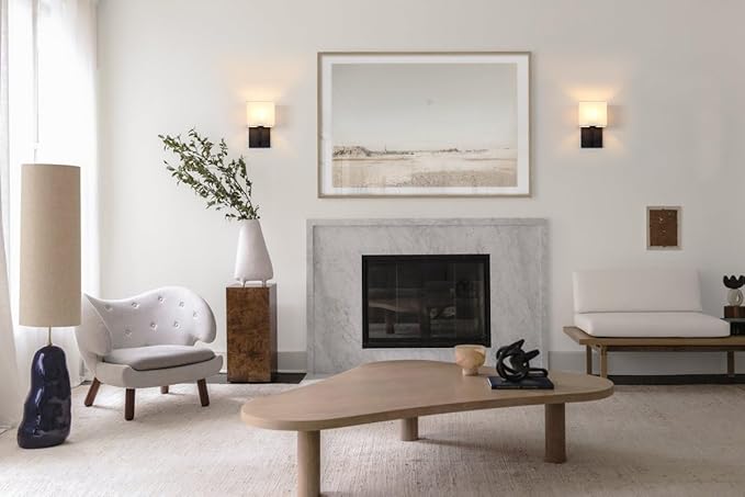 Yosoan Set of 2 Indoor Vanity Wall Sconce with On Off Switch, Brass Modern Boho Vintage Industrial Light with Square Fabric Shade for Bedroom Living Room Library Hallway Porch Dual Lamp Decor(Black)