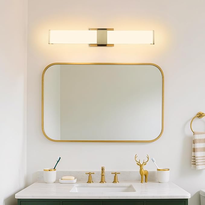 Kalium 24in Modern Wall Sconces, Dimmable Bathroom Vanity Lights, 3000K Warm White LED Indoor Sconces Lighting for Bathroom, Stairs, Living Room, Bedroom. Hardwired.