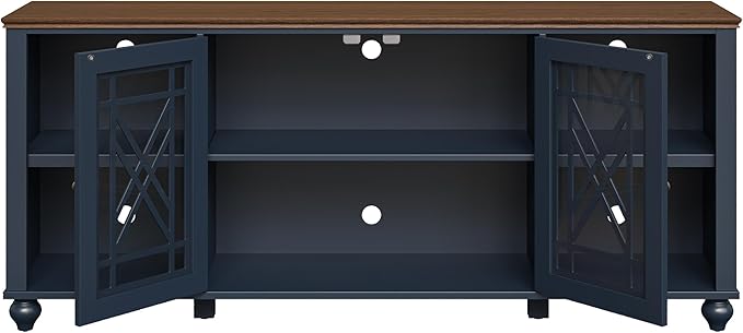 70" Vintage TV Stand with Carved Doors for TVs Up to 80" - Navy