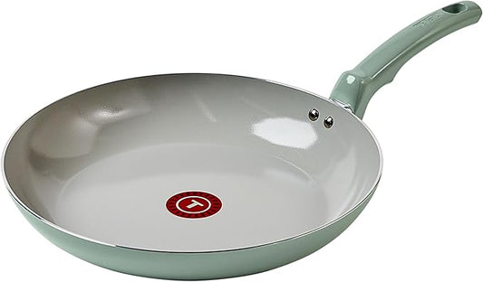 T-Fal Refresh Ceramic Nonstick Frying Pan 12 Inch Skillet, Oven Safe to 350°F, Stay-Cool Handle, Mint Green