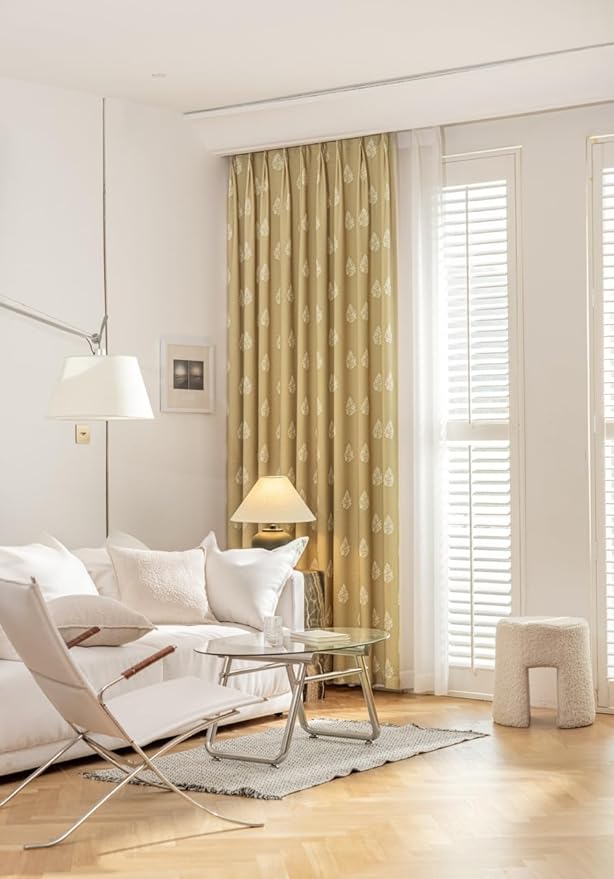 Linen Blend Pinch Pleated Curtains for Living Room, Bedroom, Dining Room - Light Filtering Curtains 2 Panels Set - Luxury and Modern Floral Printed Design - Brown Rose, 30" W x 84" L