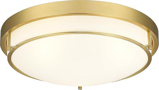 16 inch Flush Mount Light Fixture, 3-Light Modern Ceiling Light with Polished Gold Finish for Hallway Kitchen Laundry Bedroom, CL4822-3W-PG