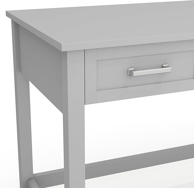 Martha Stewart Hutton Shaker Style Home Office Desk with 3 Drawers in Gray with Brushed Nickel Hardware