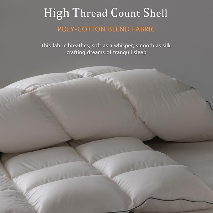 Luxury White Down Fiber Comforter Twin/Twin XL Size - Medium Weight Duvet Insert for All Seasons - Ultra-Soft Hotel Collection Comforters, 40 Oz Fluffy Duvet (68x90)