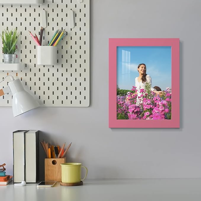 Renditions Gallery 6x8 inch Picture Frame High-end Modern Style, Made of Solid Wood and High Definition Glass Ready for Wall and Tabletop Photo Display, Hot Pink Frame