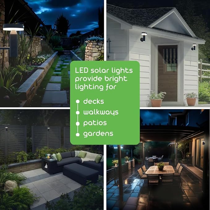 Round Solar Wall Lights - Solar Powered Wall Lamps - LED Lights - PIR Sensor & Two Lighting Modes - Rechargeable Battery - 3000K, 1.3W Solar Panel & 3.7V - IP44 Weather Resistant - 2 Pack