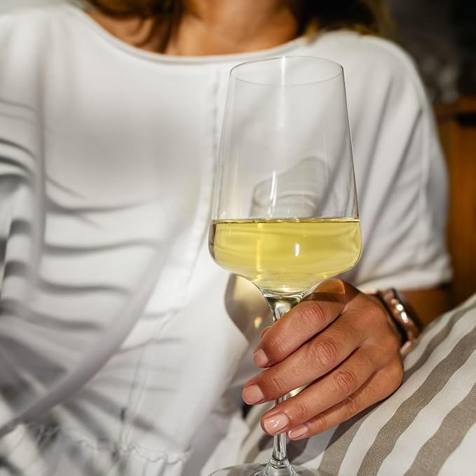 Krosno White and Sparkling Large Wine Glasses Drinking | 4 Pieces Set 13.5 fl oz | Infinity Collection | Elegant | Cocktail Crystal Set Wedding Gift | Lead-Free Glass | Homes, Restaurants & Kitchen